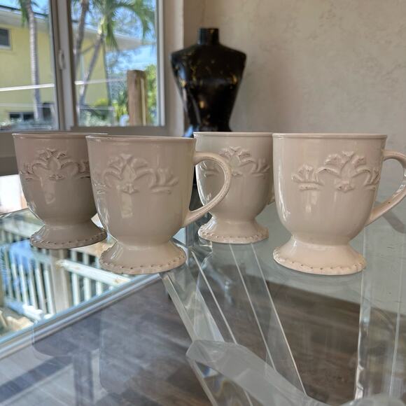 Coffee Mugs Better Homes and Gardens Medallion Wreath Cream Mist Set of 2 - Picture 2 of 9